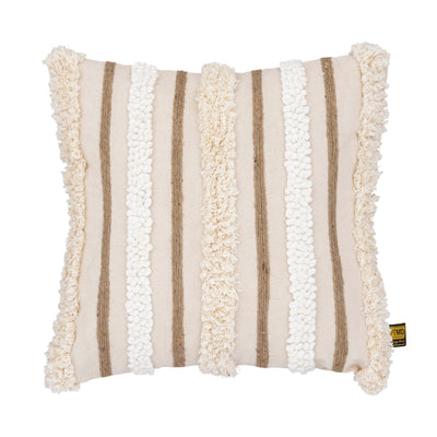 Rashel crème vierkant katoenen geborduurd kussen by PTMD