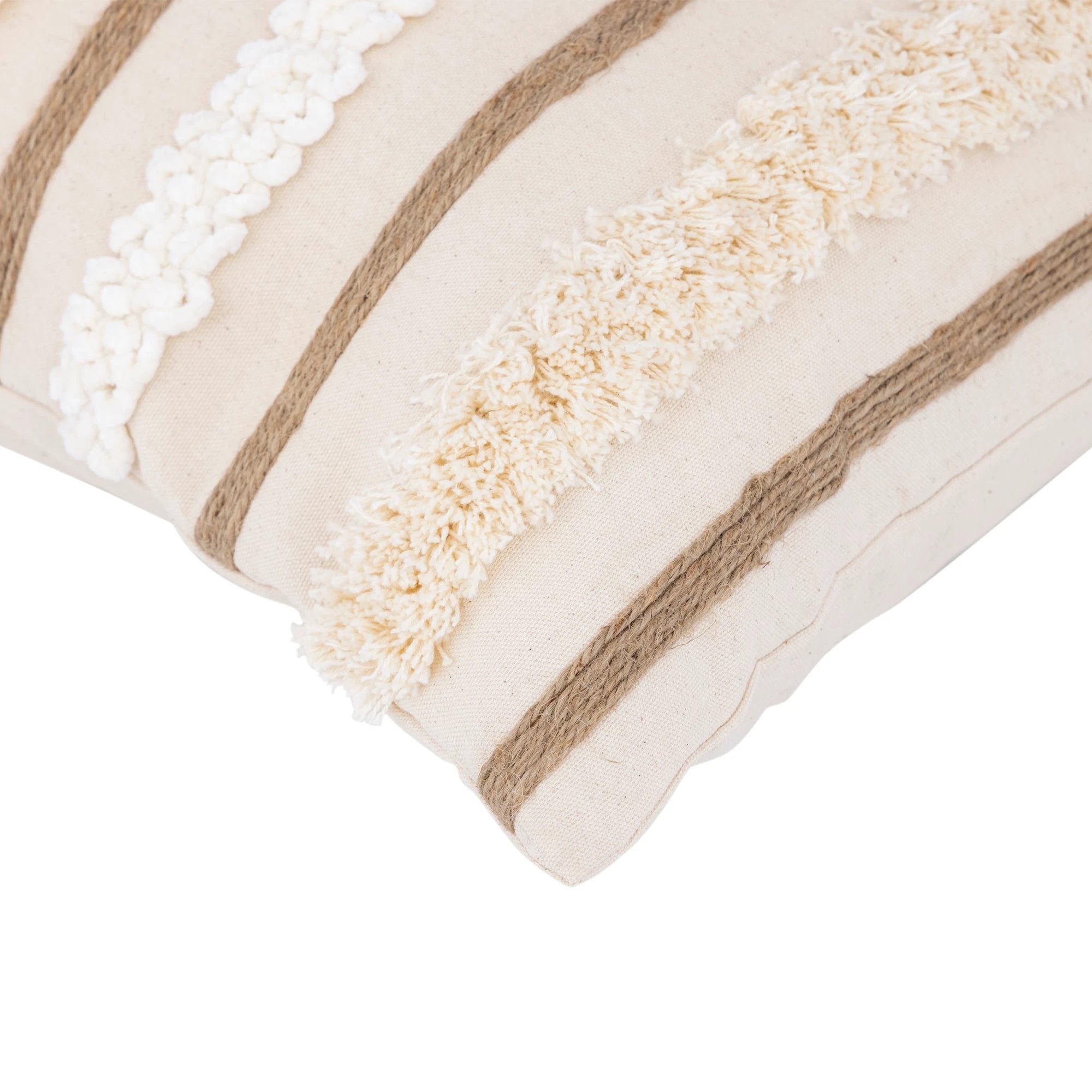 Rashel crème rechthoekig katoenen kussen met borduurwerk by PTMD