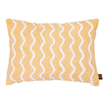 Damera geel rechthoekig katoenen kussen met borduurwerk by PTMD