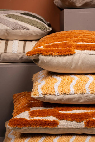 Damera geel rechthoekig katoenen kussen met borduurwerk by PTMD