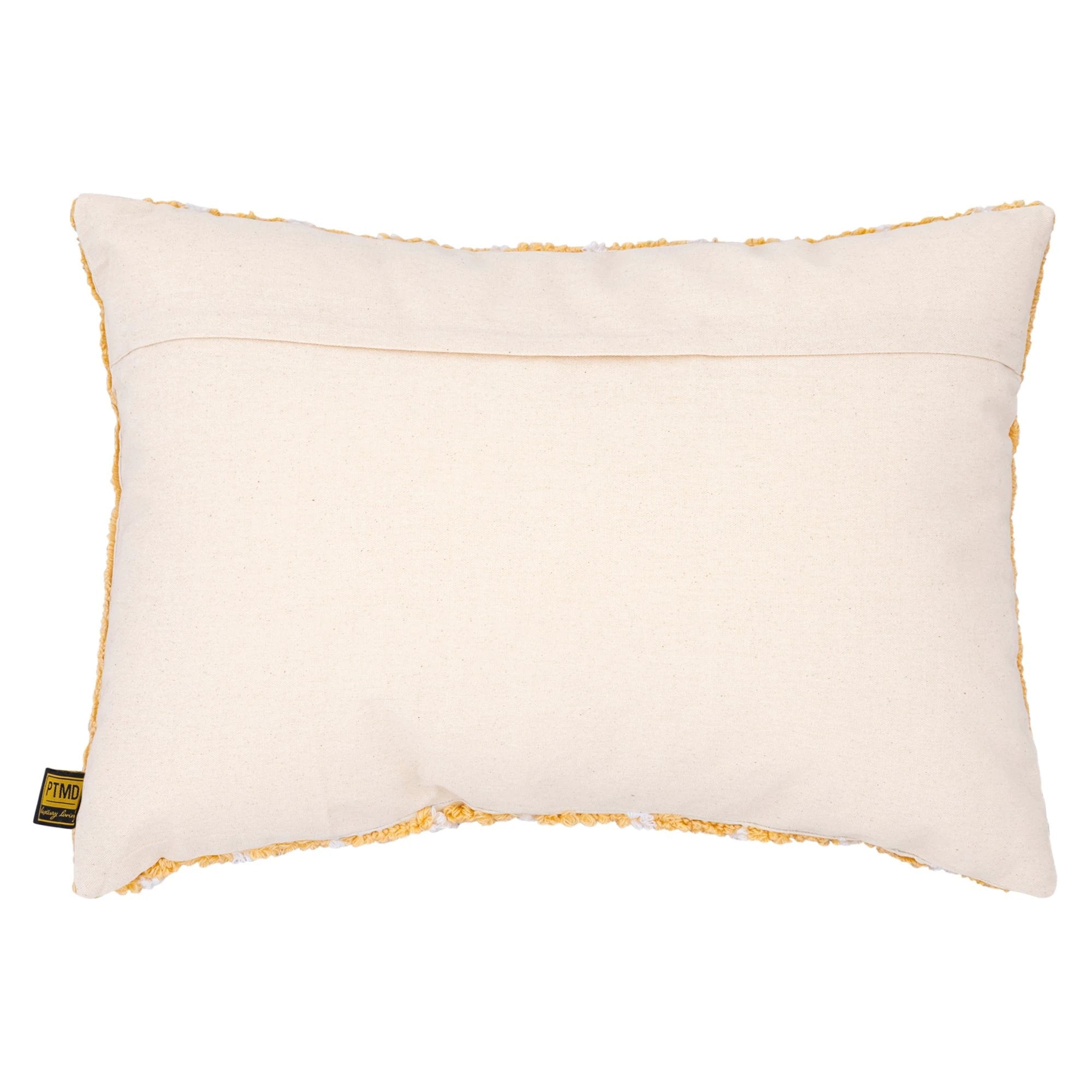 Damera geel rechthoekig katoenen kussen met borduurwerk by PTMD
