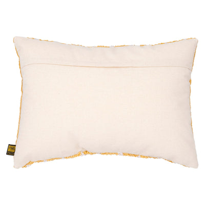 Damera geel rechthoekig katoenen kussen met borduurwerk by PTMD