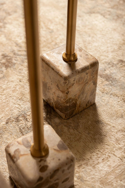 Ebe beige marmeren lage bijzettafel met rond blad by PTMD