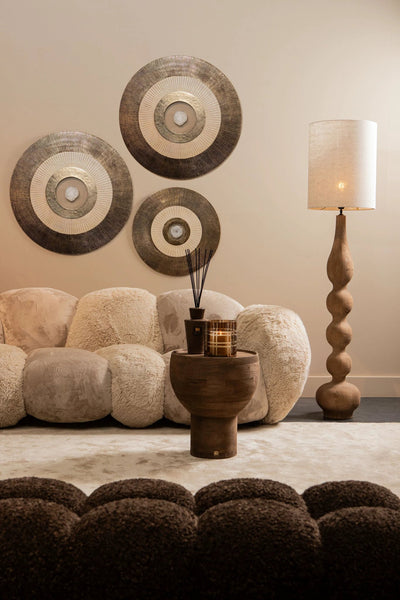 Jacci Gouden Gegoten Aluminium Wandpaneel Centrale Ronde Steen L by PTMD