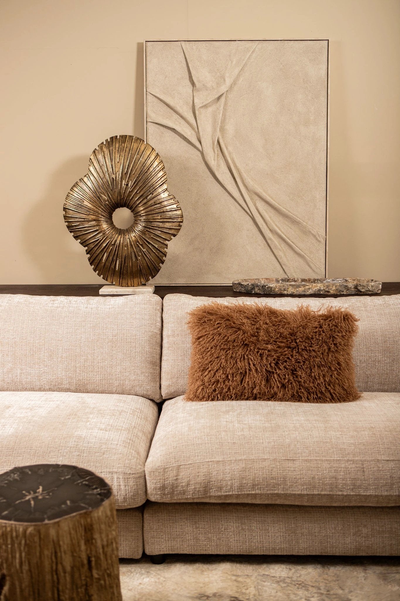 Vija Gold Cast Aluminum Organic Open Statue L by PTMD