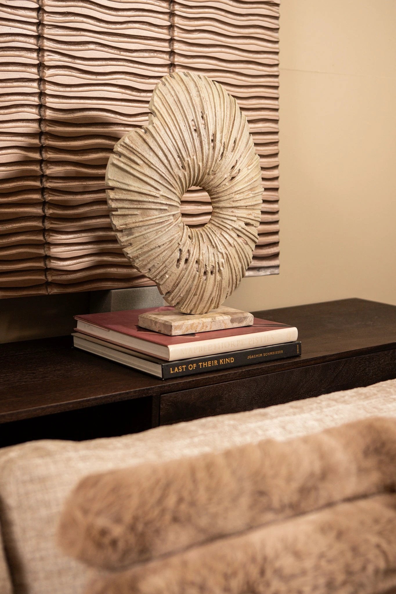 Vija Beige Cast Aluminum Organic Open Statue S by PTMD