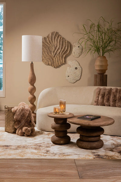 Enrike Beige Gegoten aluminium wandpaneel L met ruwe structuur by PTMD