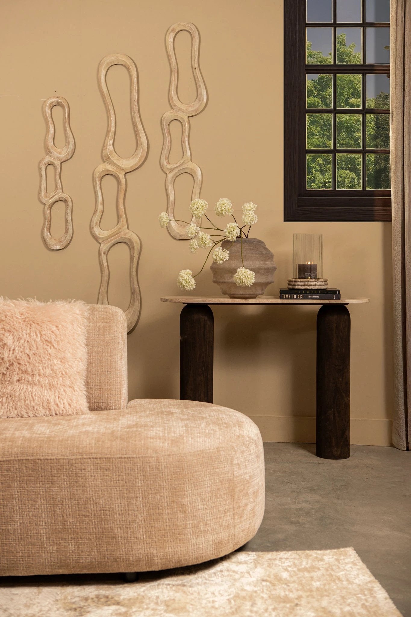Camare Beige Cast Aluminum Abstract Open Wall Panel M by PTMD