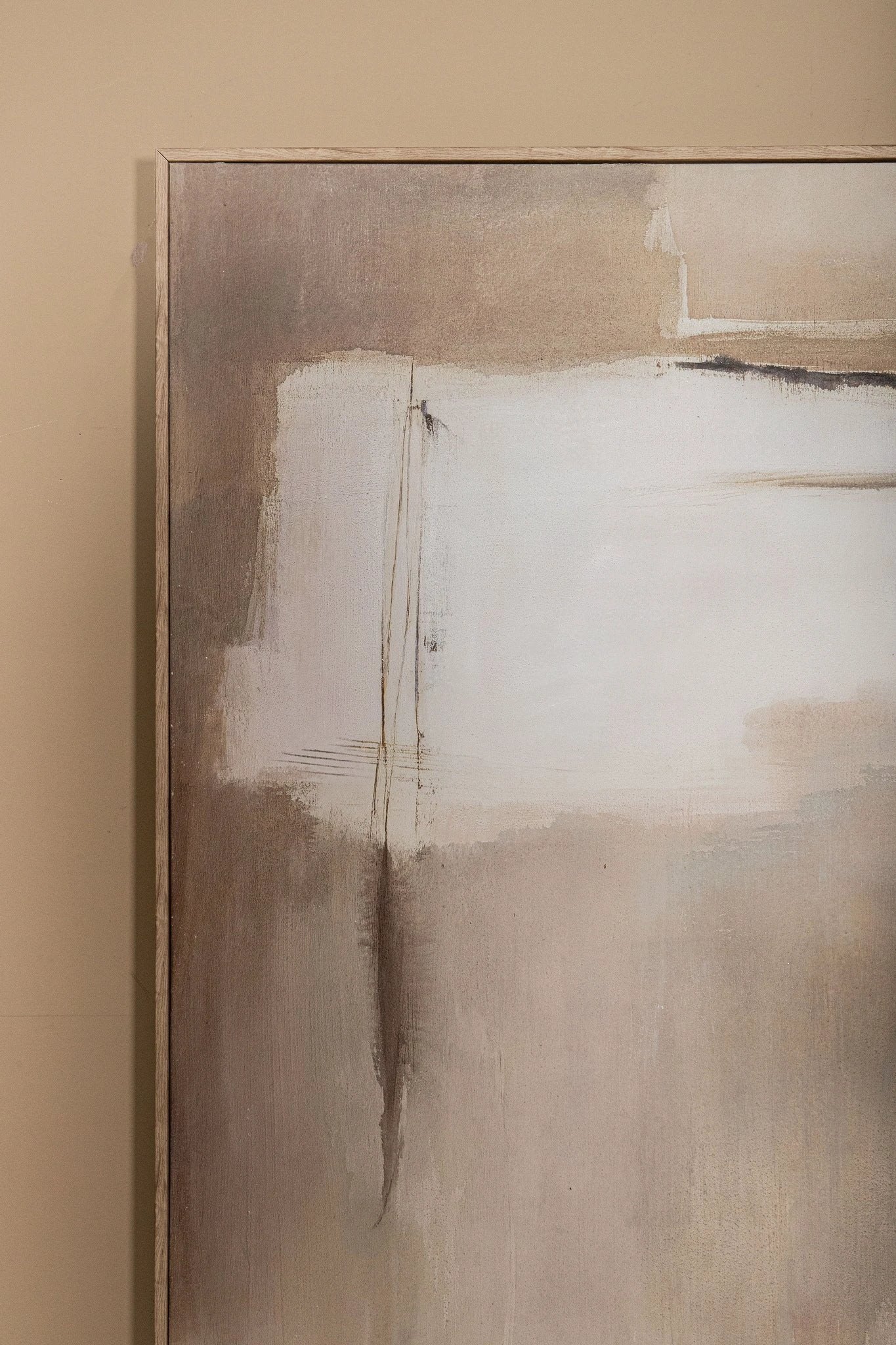 Olger beige abstract canvas-wandpaneel, ingelijst A by PTMD