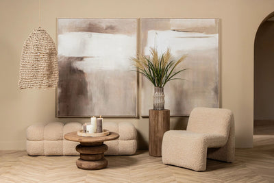 Olger Beige Abstract canvas-wandpaneel ingelijst B by PTMD