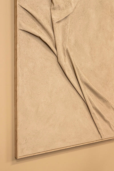 Dizze Zand Ingelijst Canvas-wandpaneel Textiele Golf L by PTMD