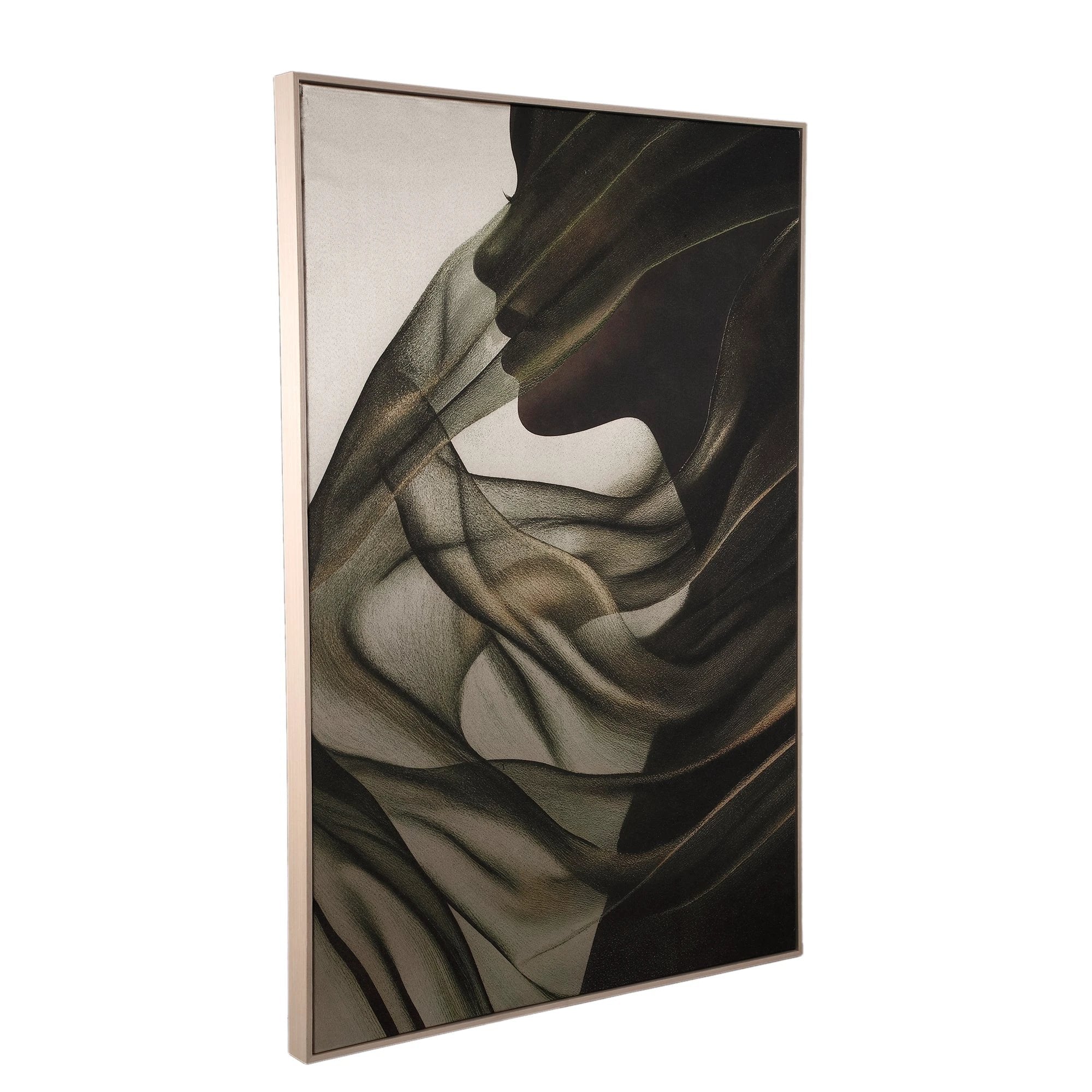 Jilla Dark Green Canvas Wall Panel Elegant Woman by PTMD