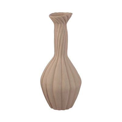 Lydia lichtbruine keramische spiraal-geribbelde vaas L by PTMD