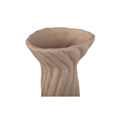 Lydia lichtbruine keramische spiraal-geribbelde vaas L by PTMD
