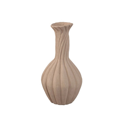Lydia lichtbruine keramische vaas met spiraalvormige ribbels M by PTMD