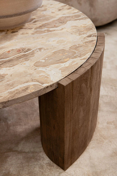 Salontafel Javina marmer met mangohouten onderstel L by PTMD