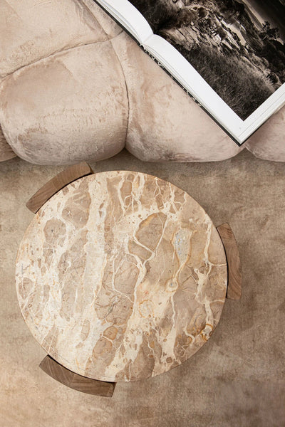 Salontafel Javina marmer salontafel met mangohouten onderstel S by PTMD