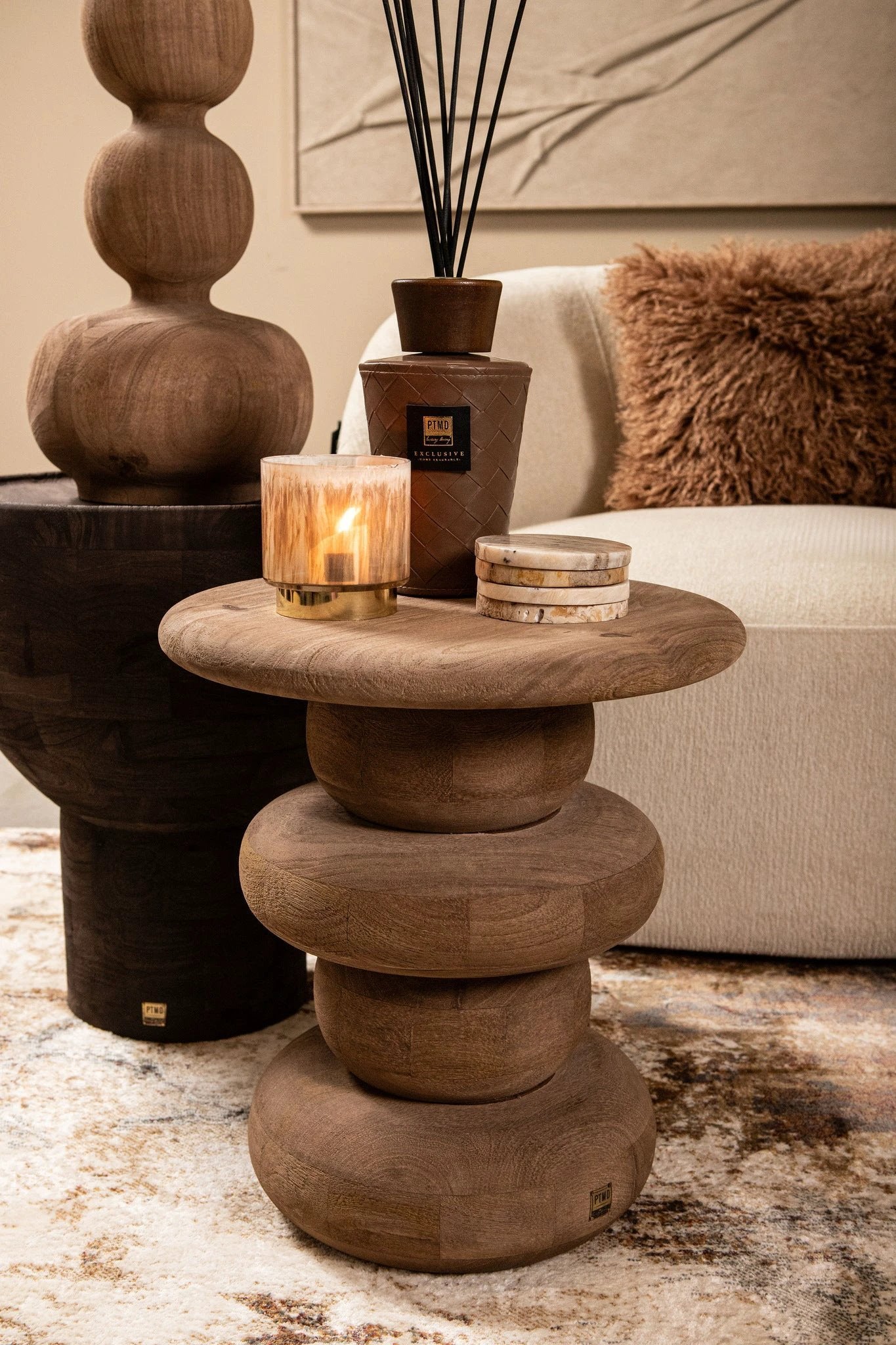 Bijzettafel Keven naturel onbewerkt mangohout by PTMD