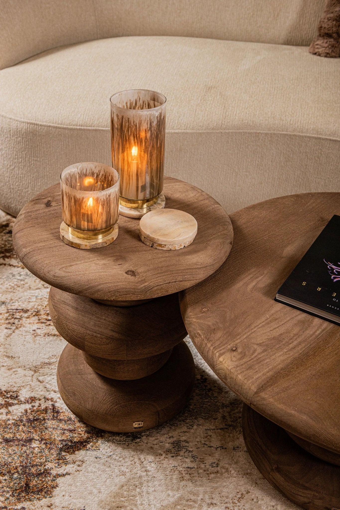 Bijzettafel Keven naturel onbewerkt mangohout by PTMD