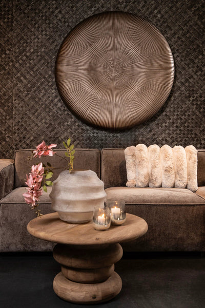 Salontafel Keven Naturel ronde salontafel van onbewerkt mangohout by PTMD