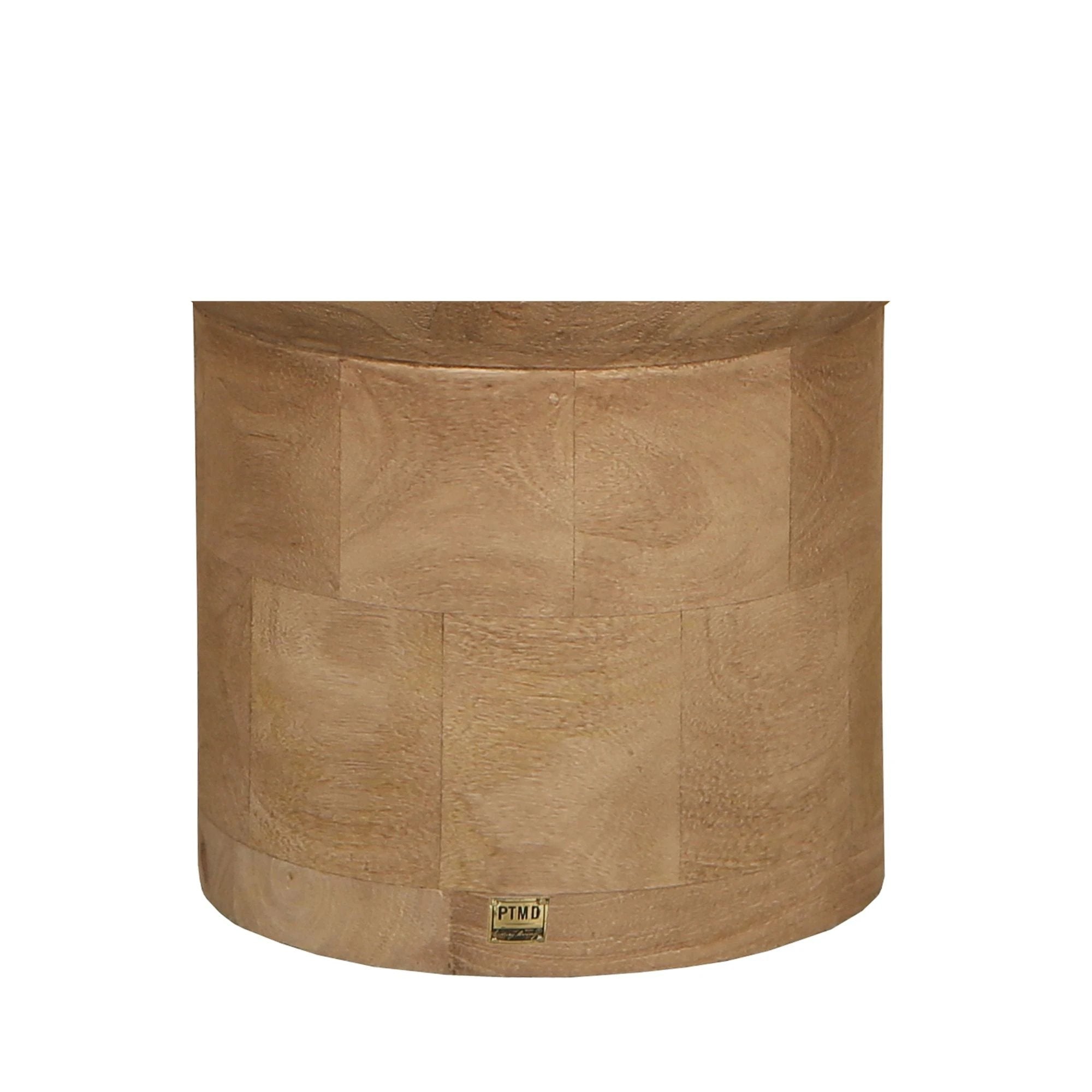 Erno ronde bijzettafel van natuurlijk mangohout op voet by PTMD