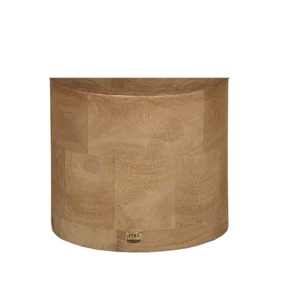 Erno ronde bijzettafel van natuurlijk mangohout op voet by PTMD