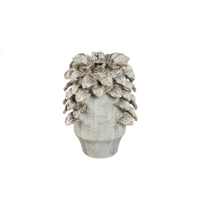 Varda beige keramische ruwe vaas met bladdetails S by PTMD