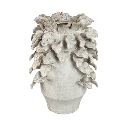 Varda beige keramische vaas met bladdetails L by PTMD