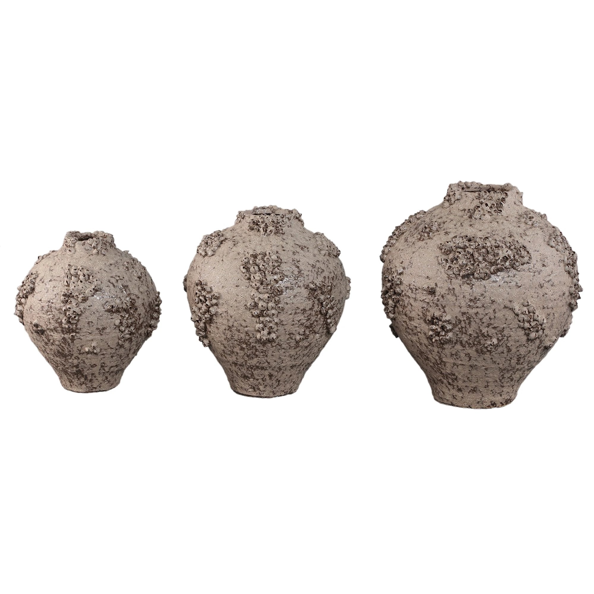 Deisy beige keramische potvormige vaas, ruwe koraal, maat M by PTMD