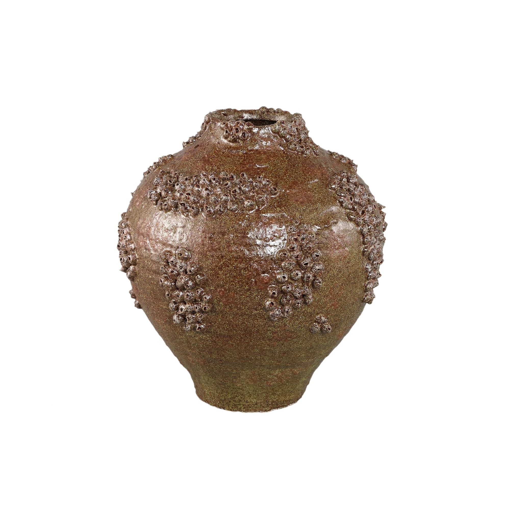 Deisy groene keramische kruikvormige vaas, ruwe koraal, maat L by PTMD