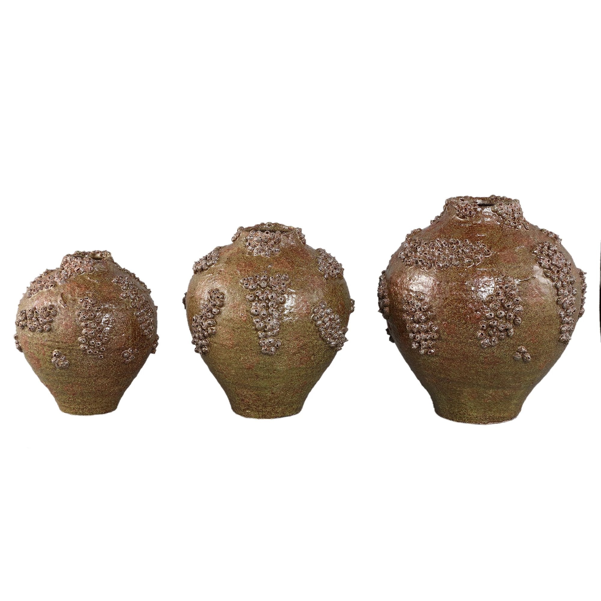 Deisy groene keramische kruikvormige vaas, ruwe koraal, maat L by PTMD