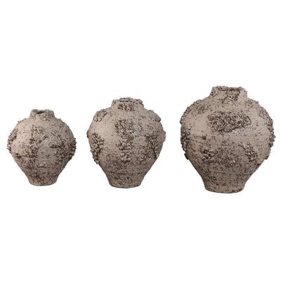 Deisy beige keramische vaas in potvorm, ruw koraal, L by PTMD