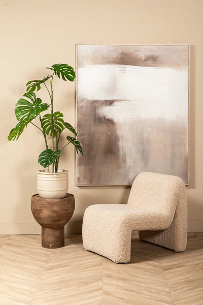 Groene monstera-plant in pot, PTMD, met grote bladeren, decoratief kamerplant voor binnen.