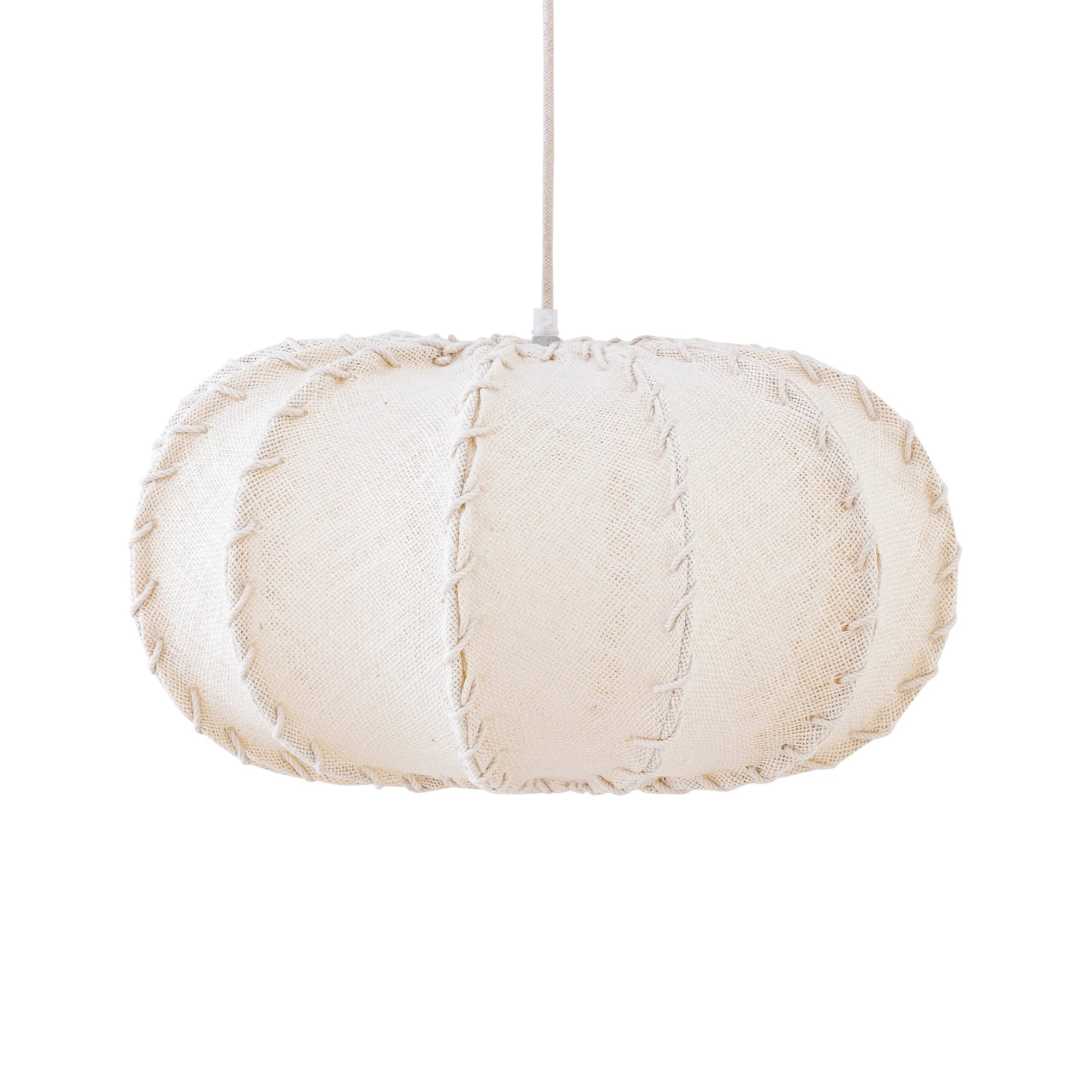 Myka crème jute hanglamp platte ronde vorm S by PTMD