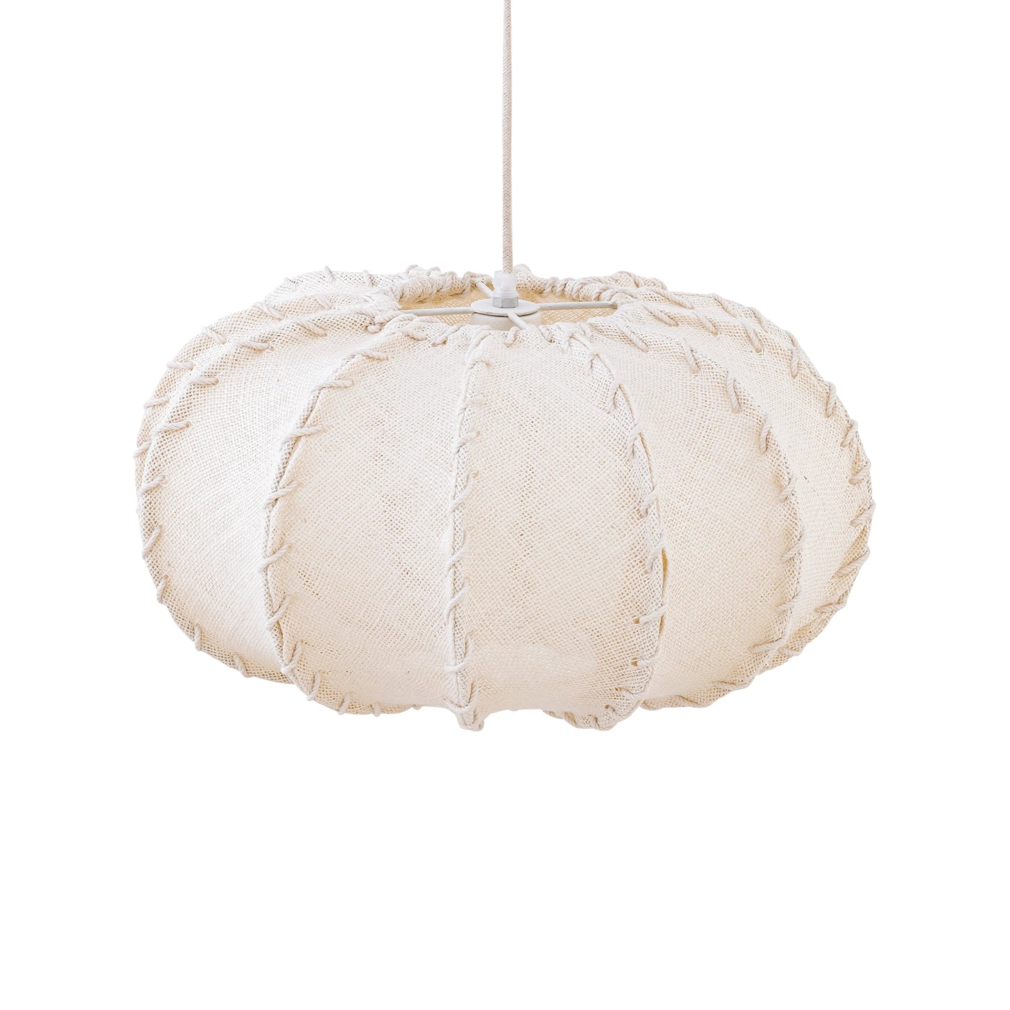 Myka crème jute hanglamp platte ronde vorm S by PTMD