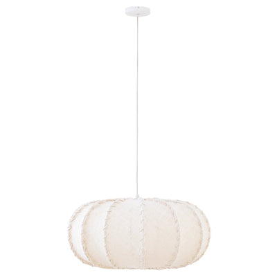 Myka Crème Jute Hanglamp Platte Ronde Vorm L by PTMD