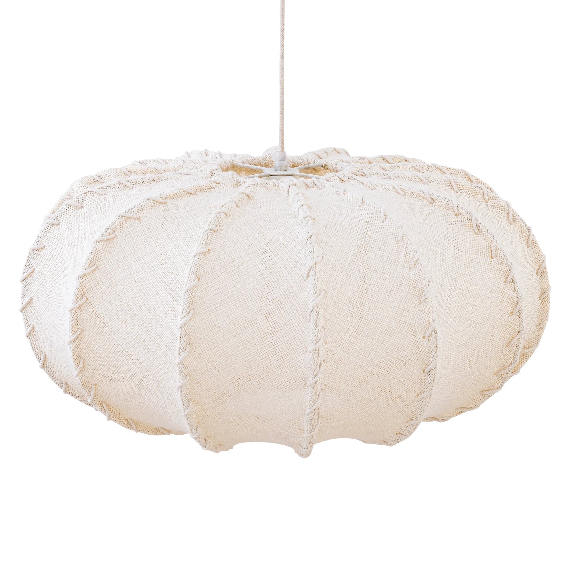 Myka Crème Jute Hanglamp Platte Ronde Vorm L by PTMD