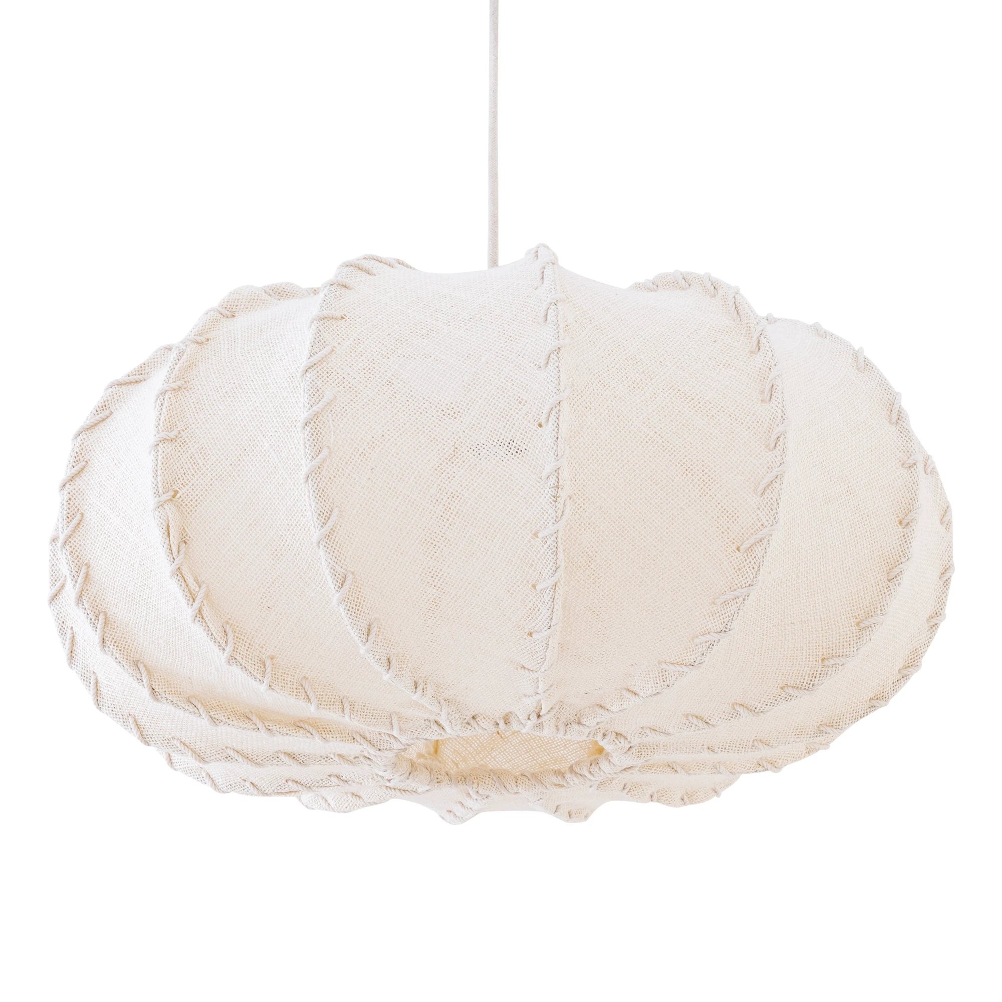 Myka Crème Jute Hanglamp Platte Ronde Vorm L by PTMD