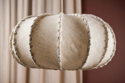 Myka Crème Jute Hanglamp Platte Ronde Vorm L by PTMD