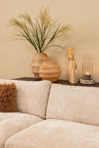 Elladie amberkleurige hoge ronde gelaagde glazen vaas by PTMD