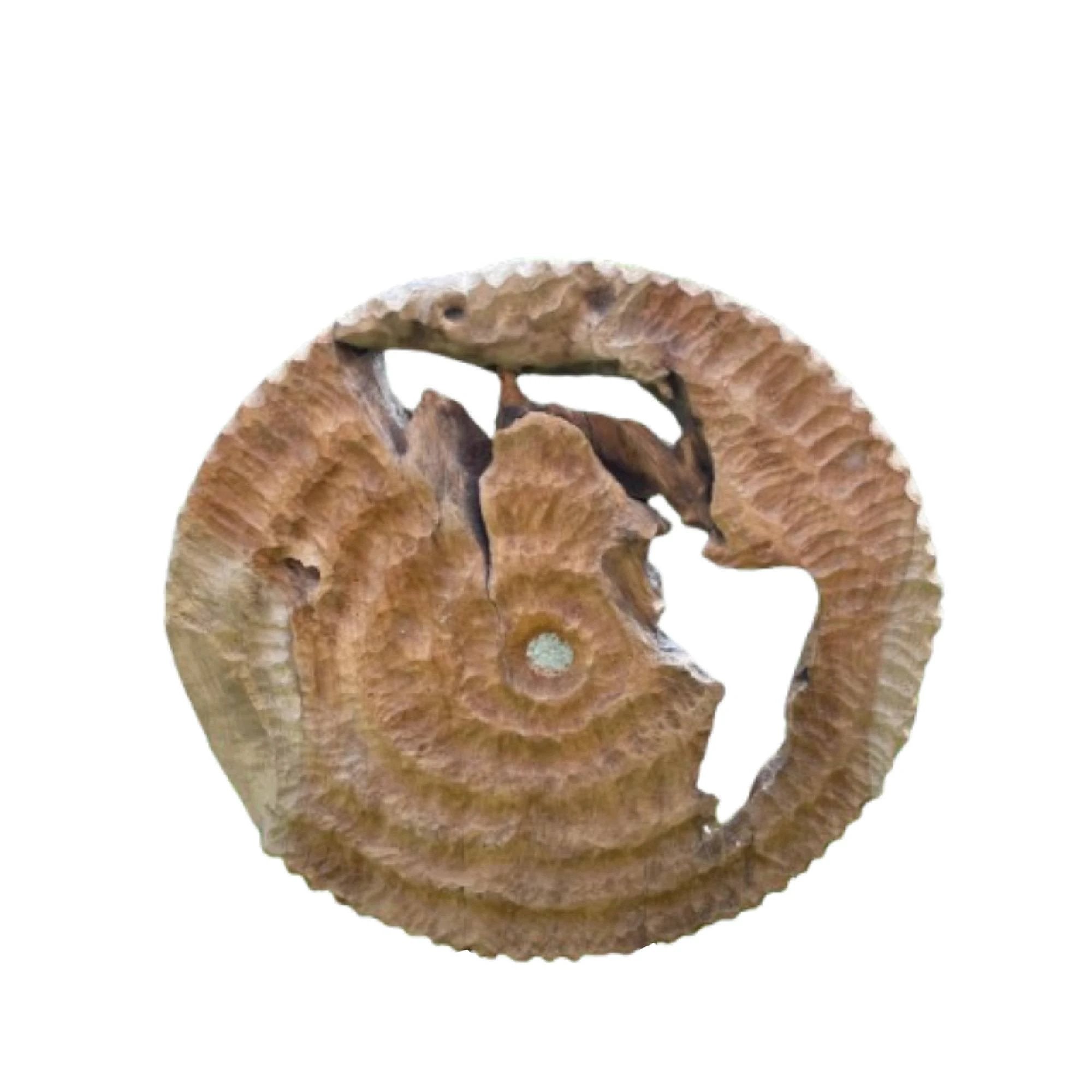 Roch wandpaneel van natuurlijk teakhout, ruw, rond, L by PTMD