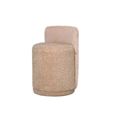 Brandon beige ronde stoffen poef met rugleuning by PTMD
