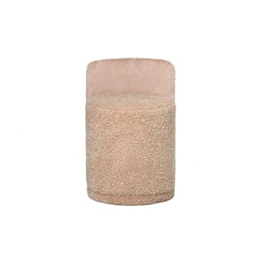 Brandon beige ronde stoffen poef met rugleuning by PTMD