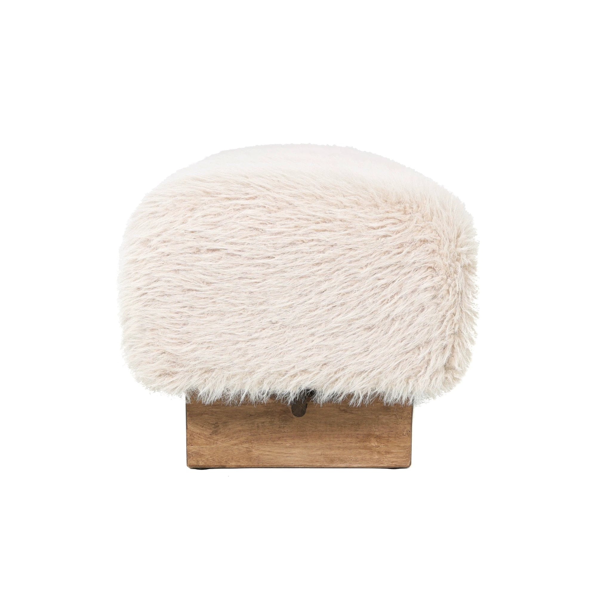 Hair Beige Fabric Bench With Wooden Legs by PTMD