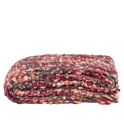 Dacy frambozenkleurig plaid van gerecycled polyester by PTMD