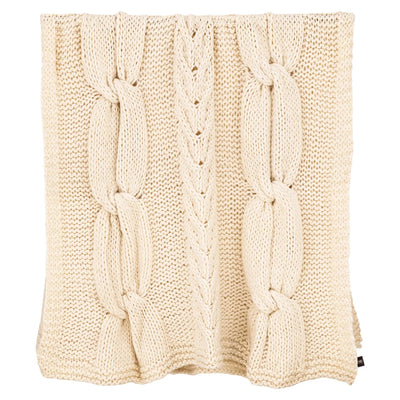 Rama Crème handgebreid wollen plaid by PTMD