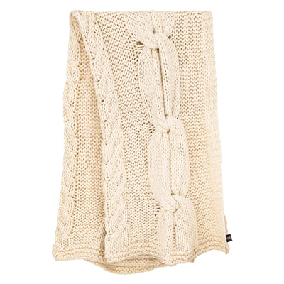 Rama Crème handgebreid wollen plaid by PTMD