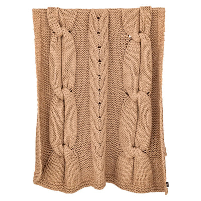 Rama Taupe Handgebreide Wollen Plaid by PTMD