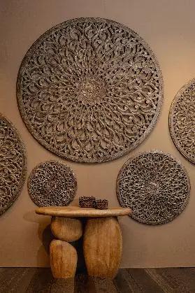 Wandpaneel Vane Donkergrijs MDF Rond S Ø90cm by PTMD
