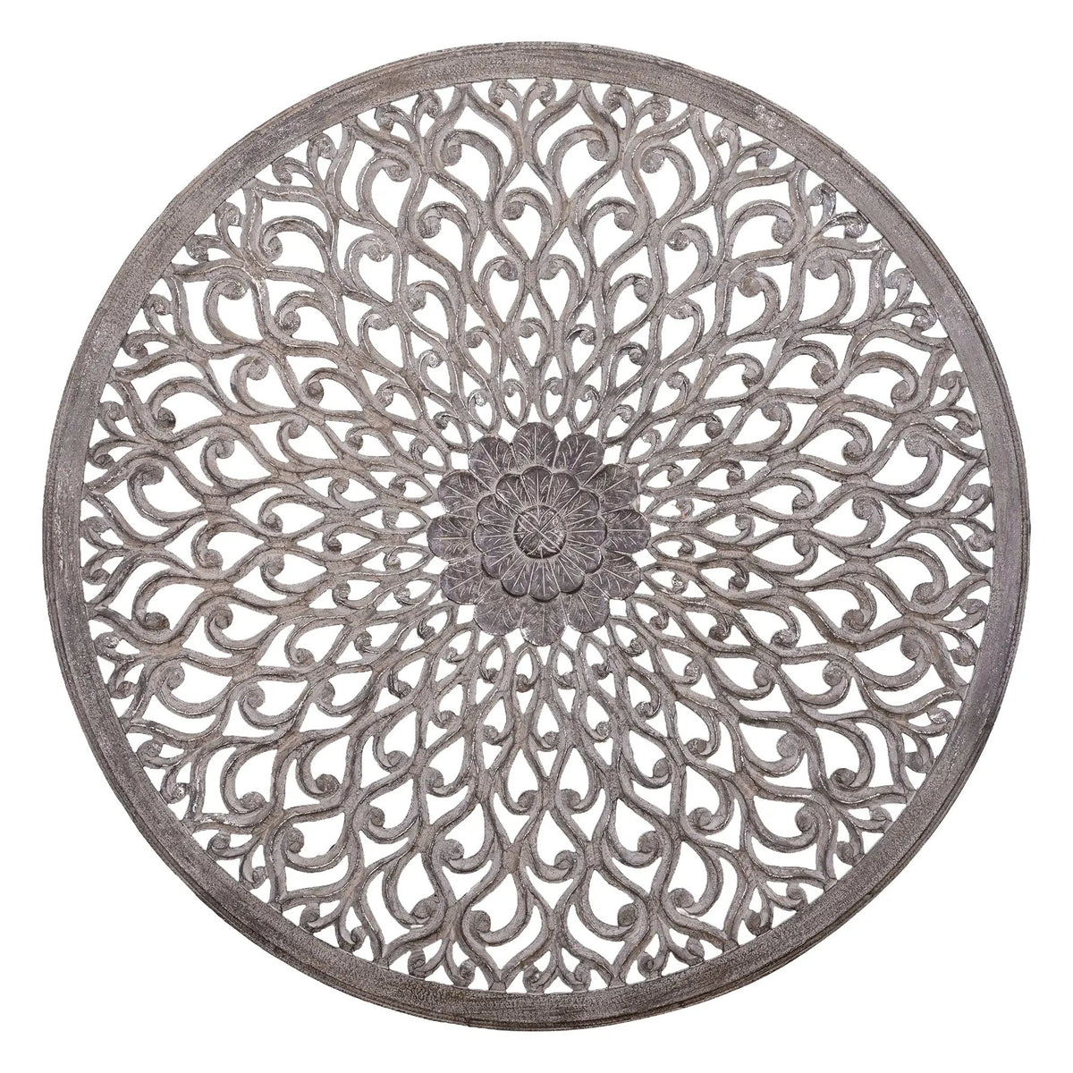 Donkergrijs MDF rond uitgesneden wandpaneel van PTMD, modern decor met ronde design en strakke afwerking voor aan de muur